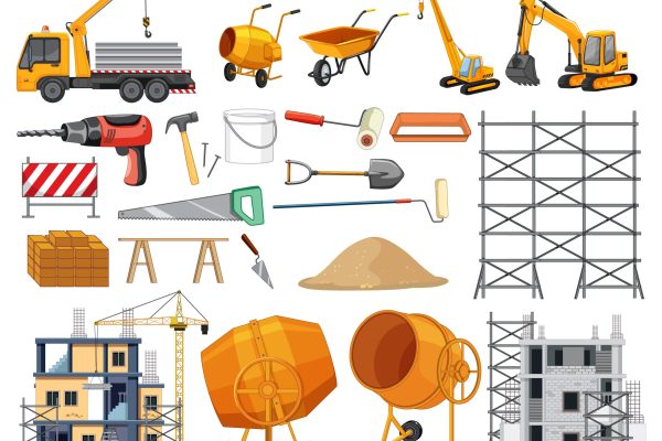 Set of construction site objects Set of construction site objects illustration